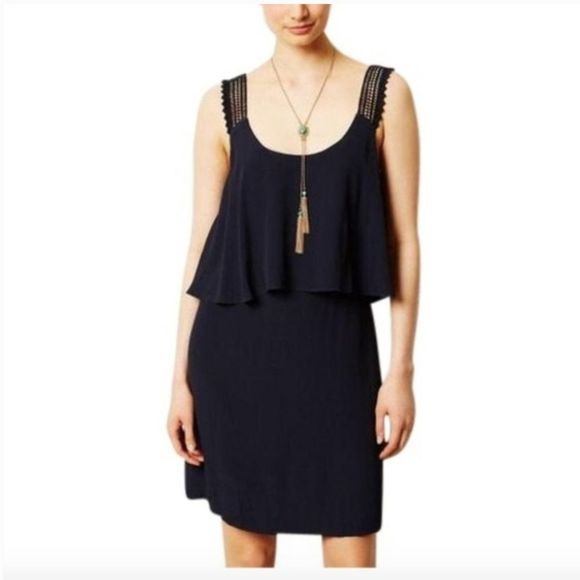 Anthropologie Dresses & Skirts - Maeve | Navy Blue Crochet Strap Dress Sz 0
